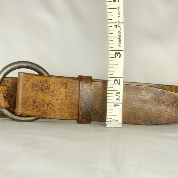 Vintage Y2K Genuine Leather Belt Brown Distressed Western Classic Unisex - Picture 8 of 9